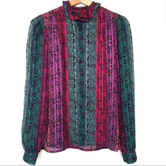 Color Block Sheer Blouse main image 1